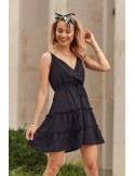 Rochie delicata cu decolteu plic, neagra PR3200 - Magazin online - Boutique